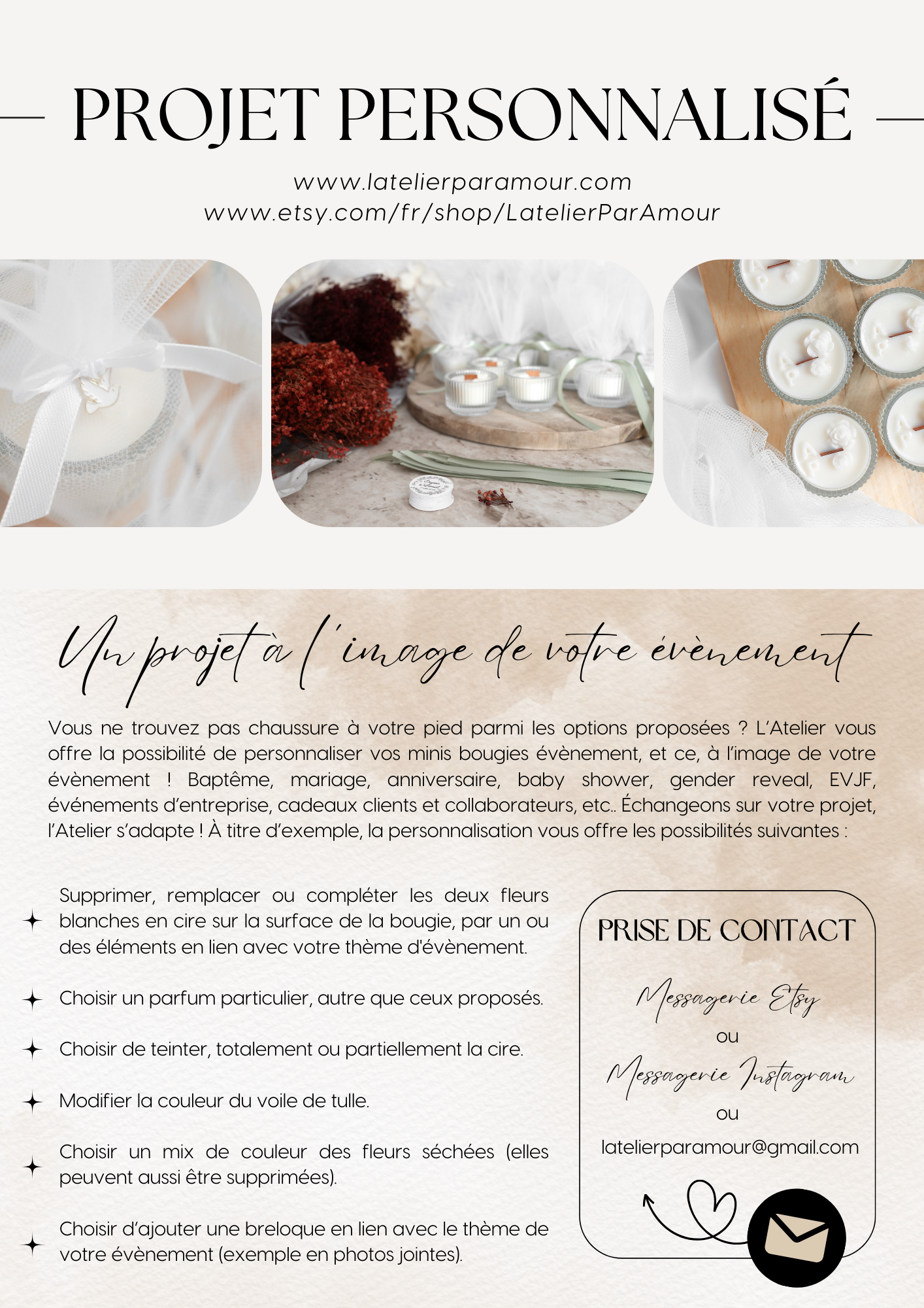 Mini bougie décorative personnalisable