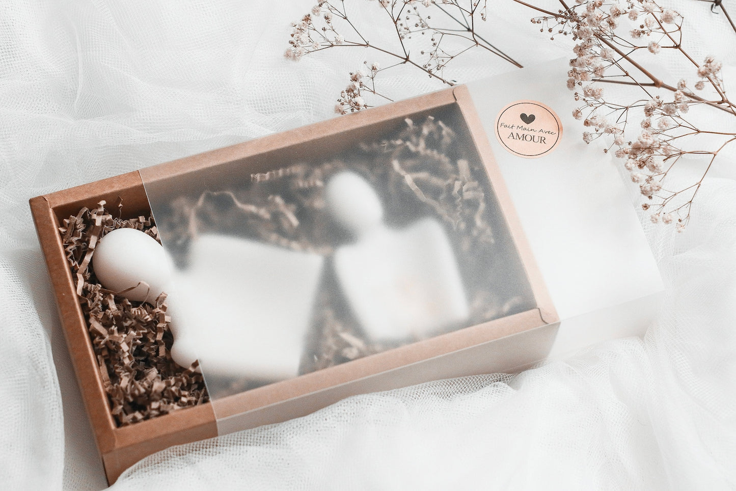Bougie décorative « ensemble » ornée de fleurs séchées idée cadeau noces de cire
