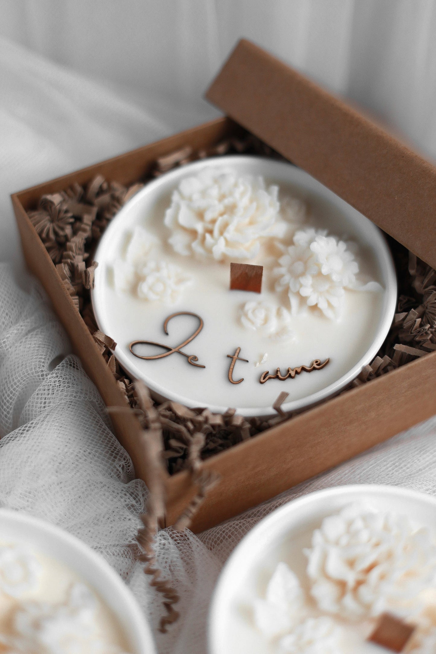 Bougie parfumée décorative bol fleuri "je t'aime"