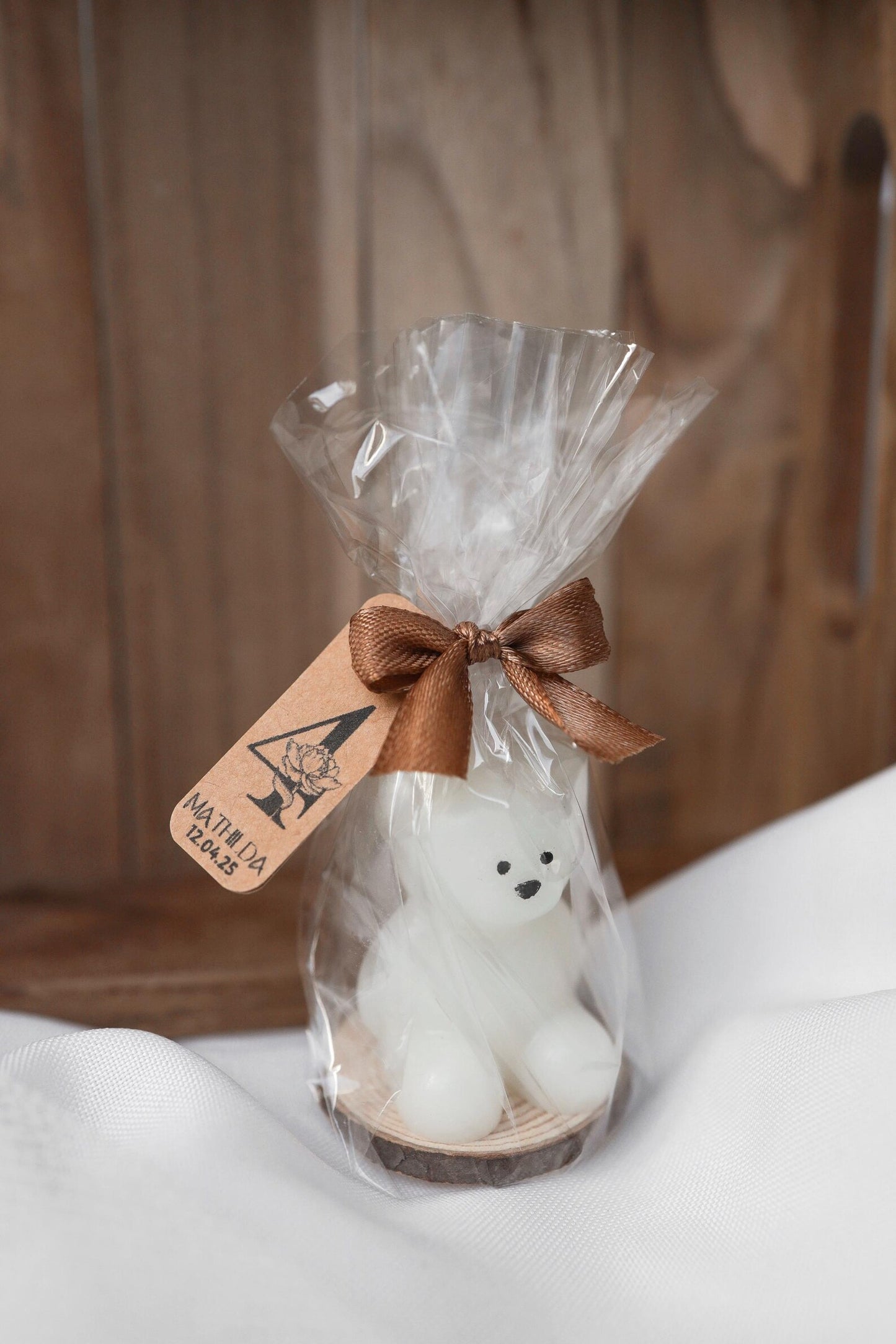 Mini bougie ourson personnalisable