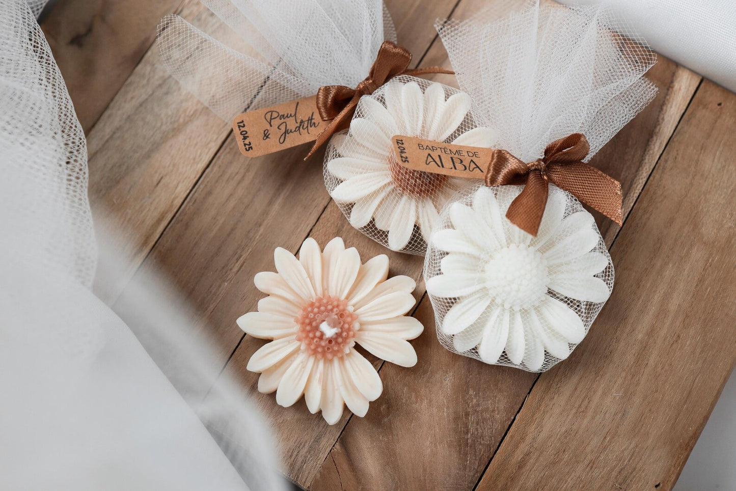 Minis bougies marguerite personnalisable