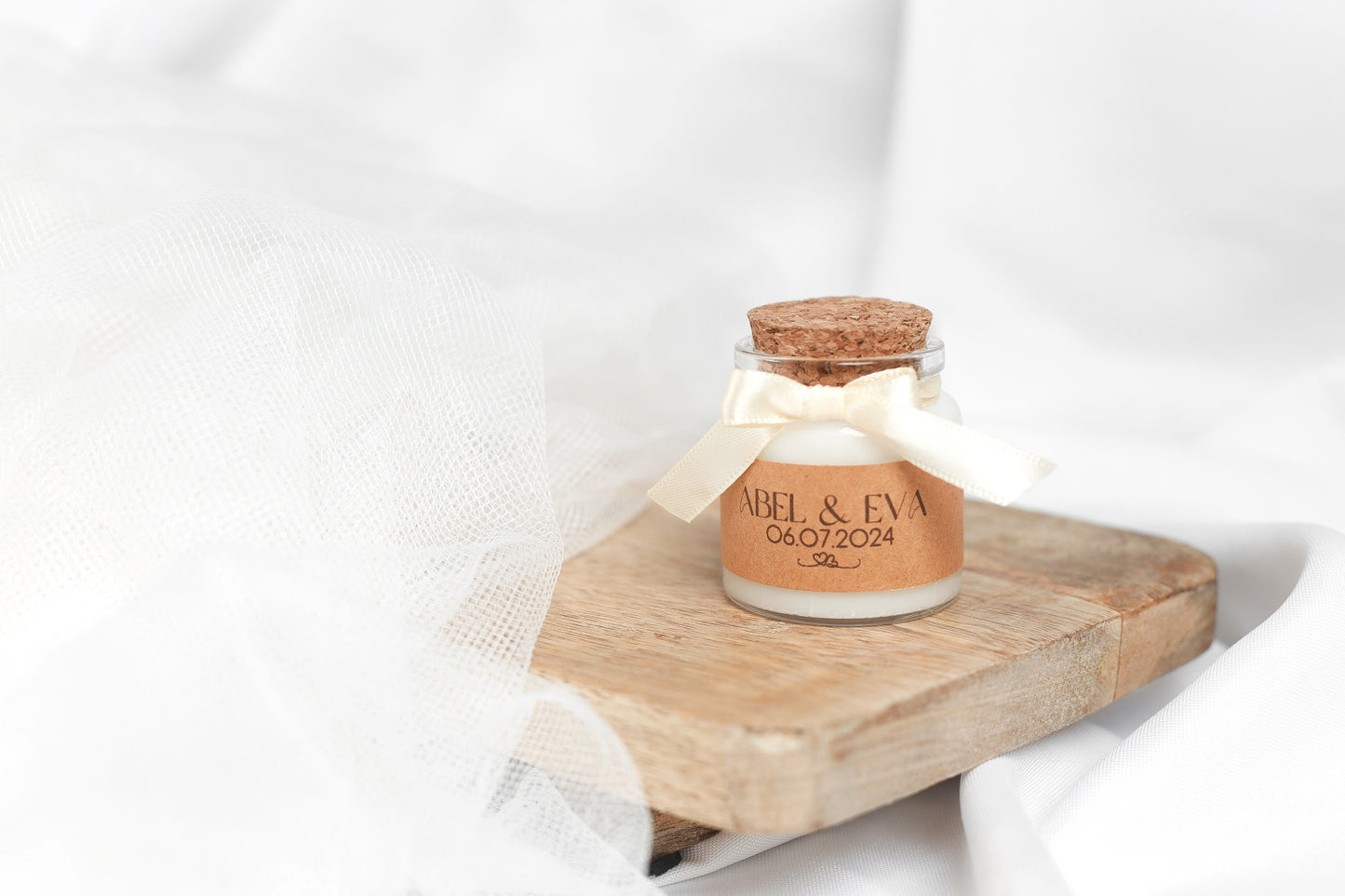 Mini bougie pot verre et liège personnalisable