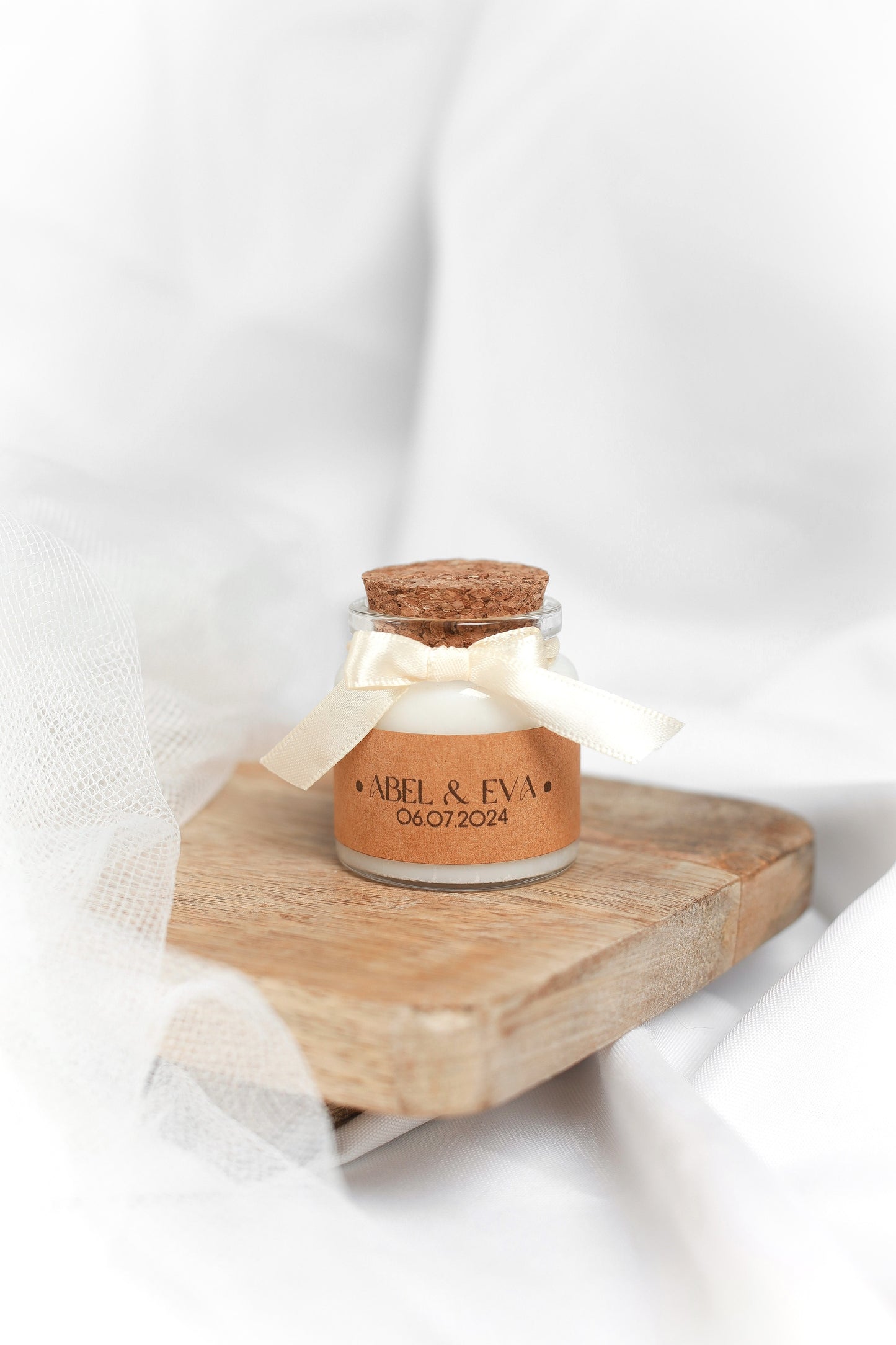 Mini bougie pot verre et liège personnalisable