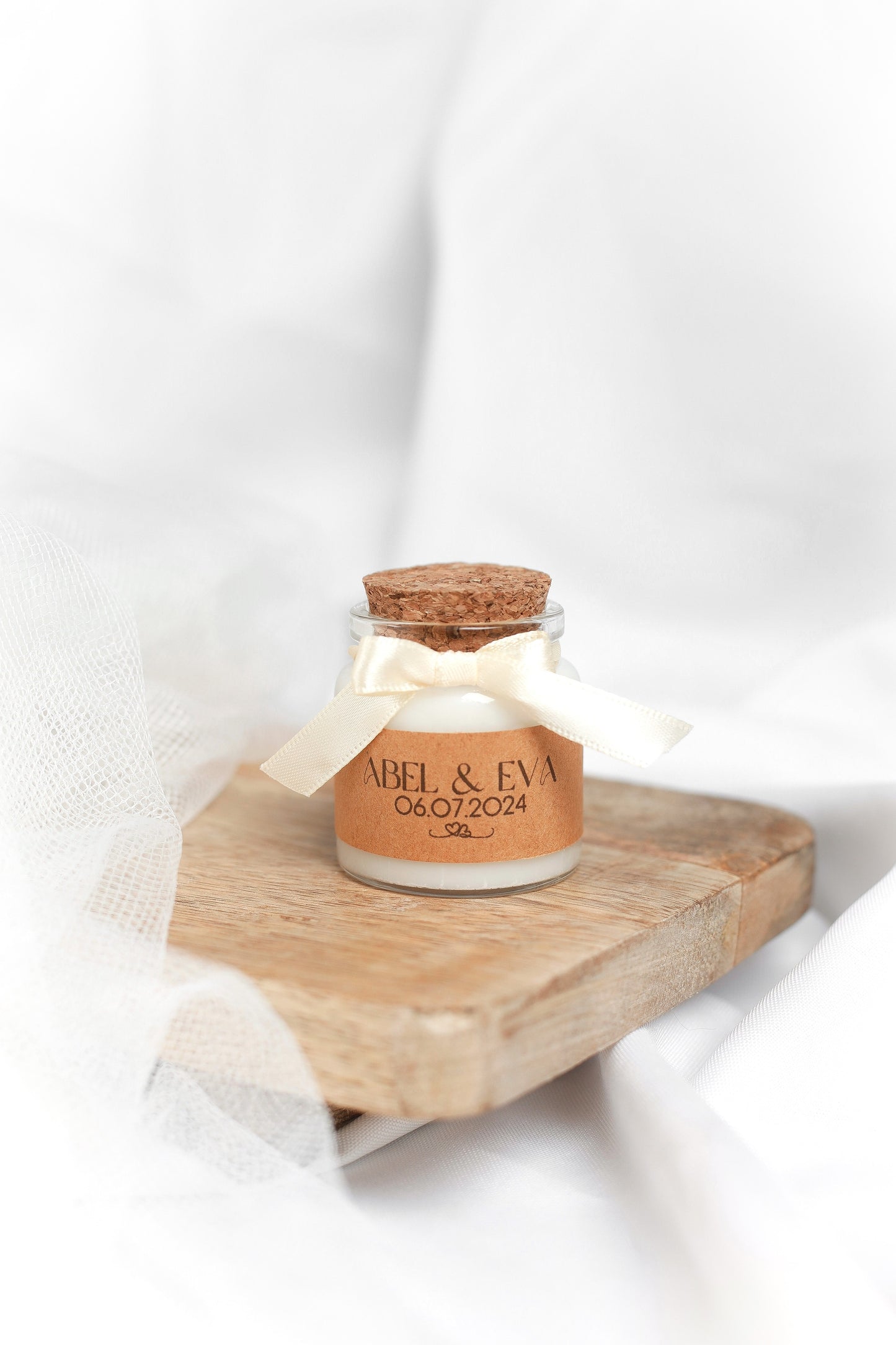 Mini bougie pot verre et liège personnalisable