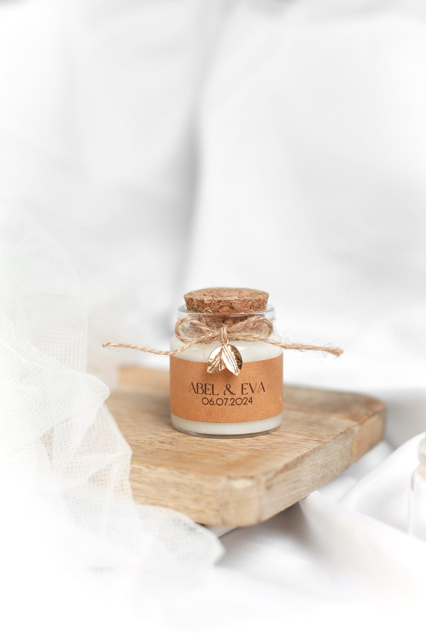 Mini bougie pot verre et liège personnalisable